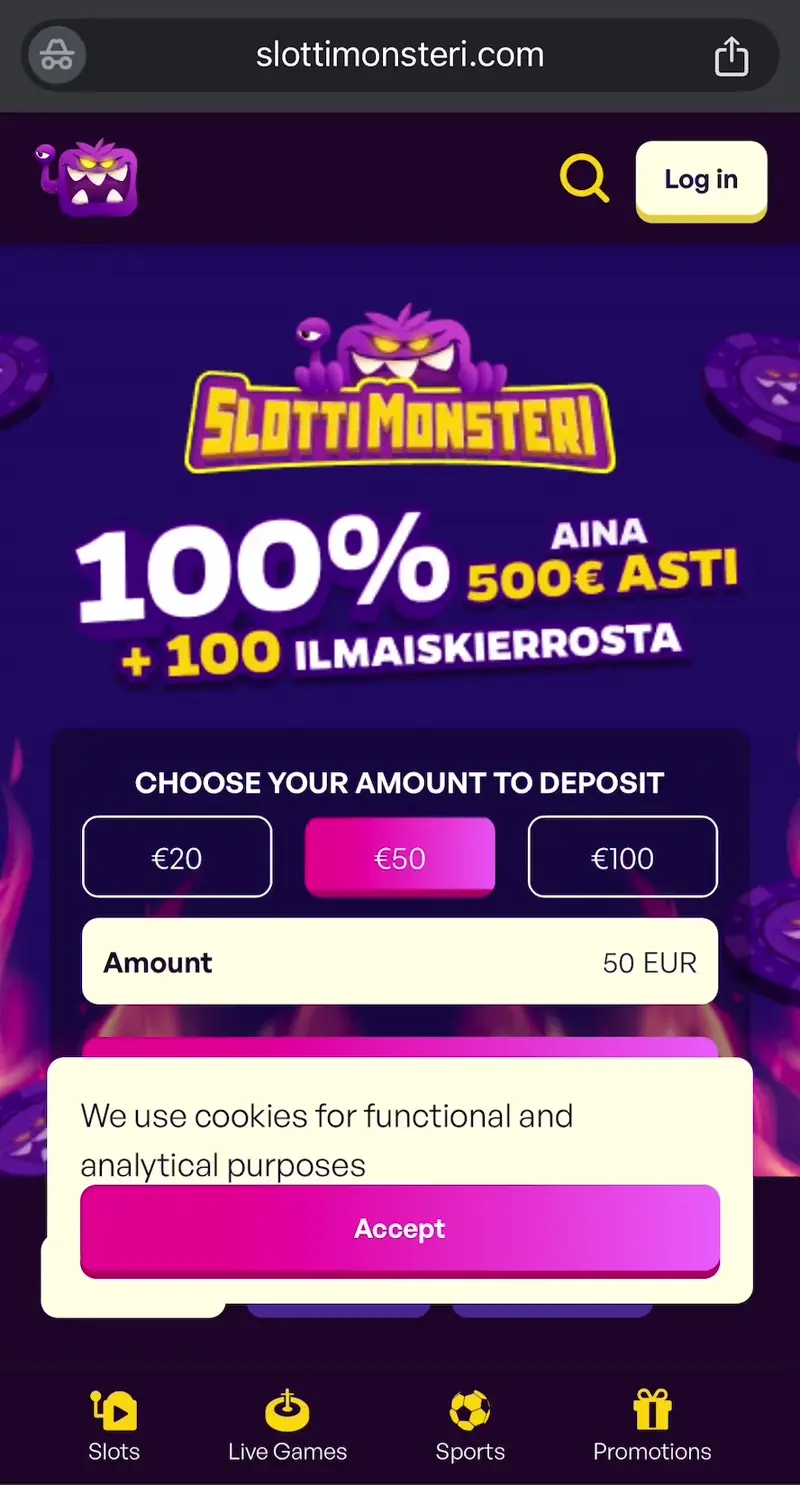 slottimonsteri kasino verkkosivu