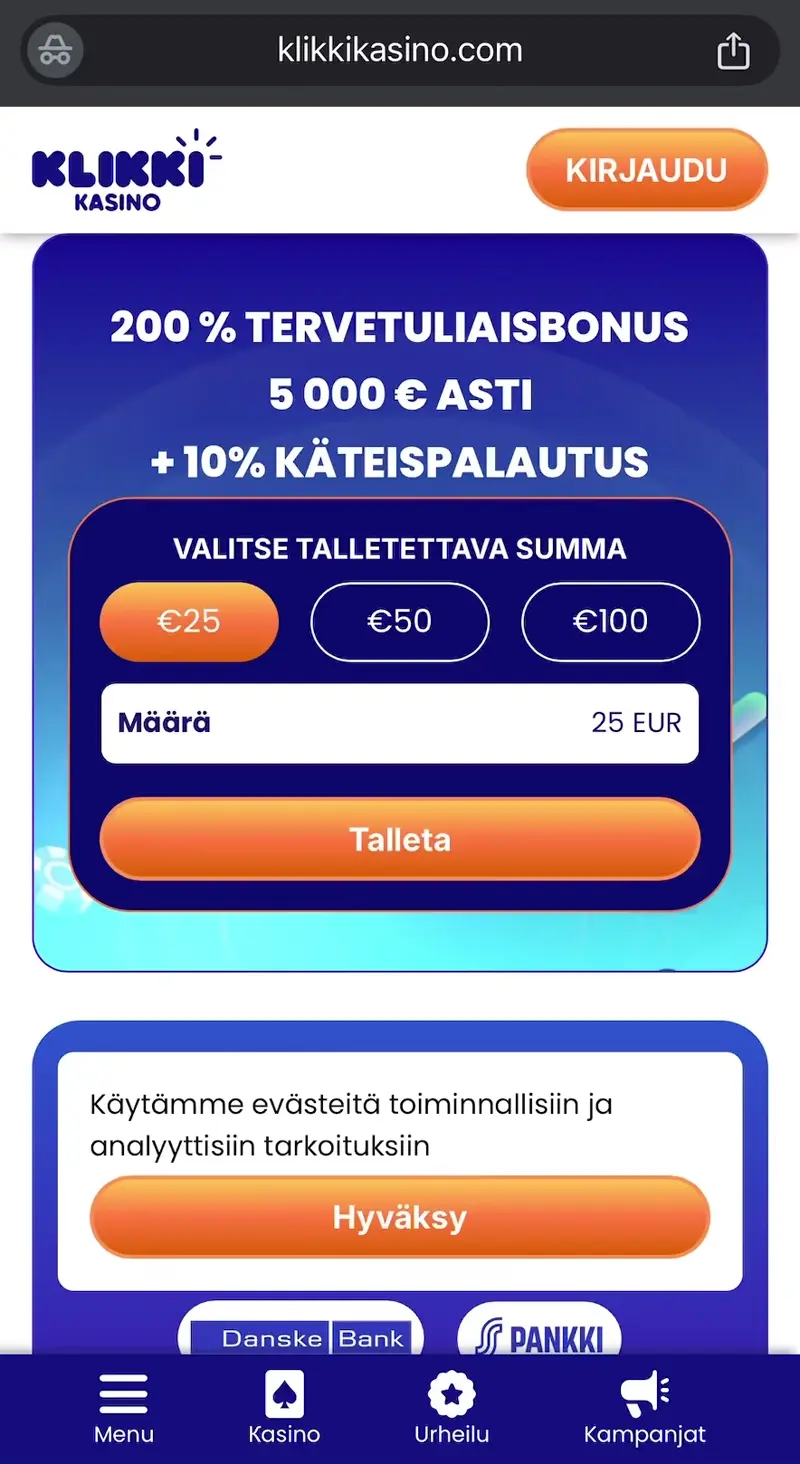 klikki kasino verkkosivu