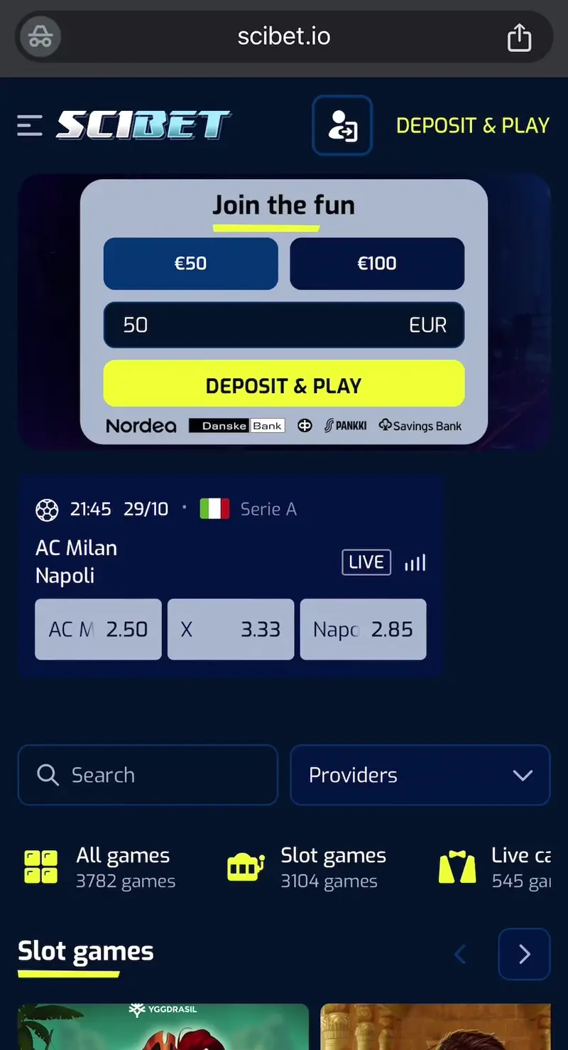 scibet casino verkkosivu