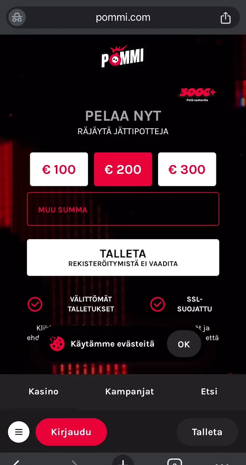 pommi kasino verkkosivu