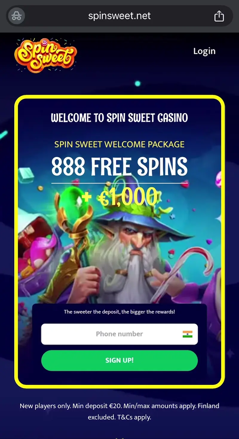 spin sweet casino verkkosivu