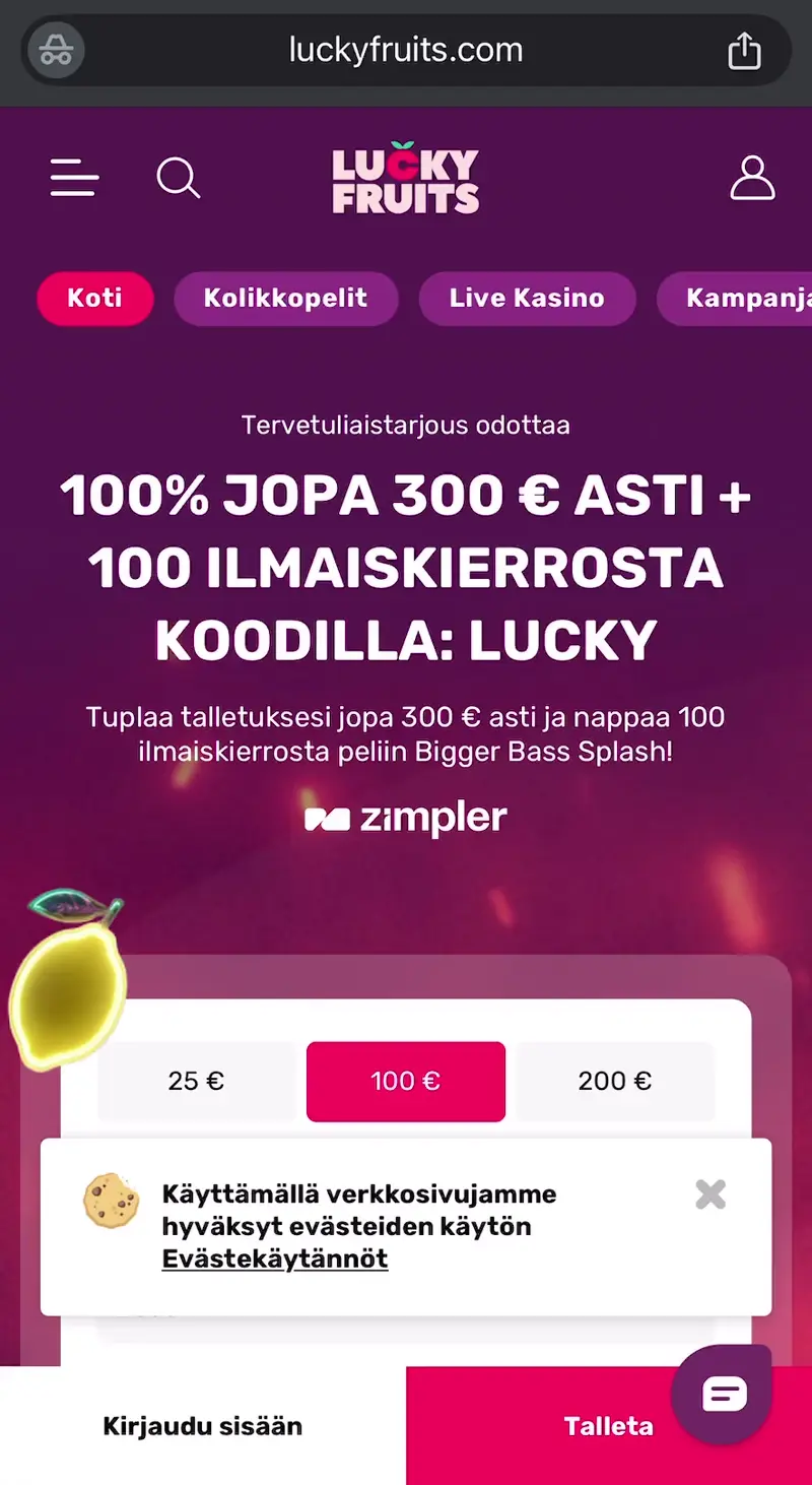 lucky fruits casino verkkosivu