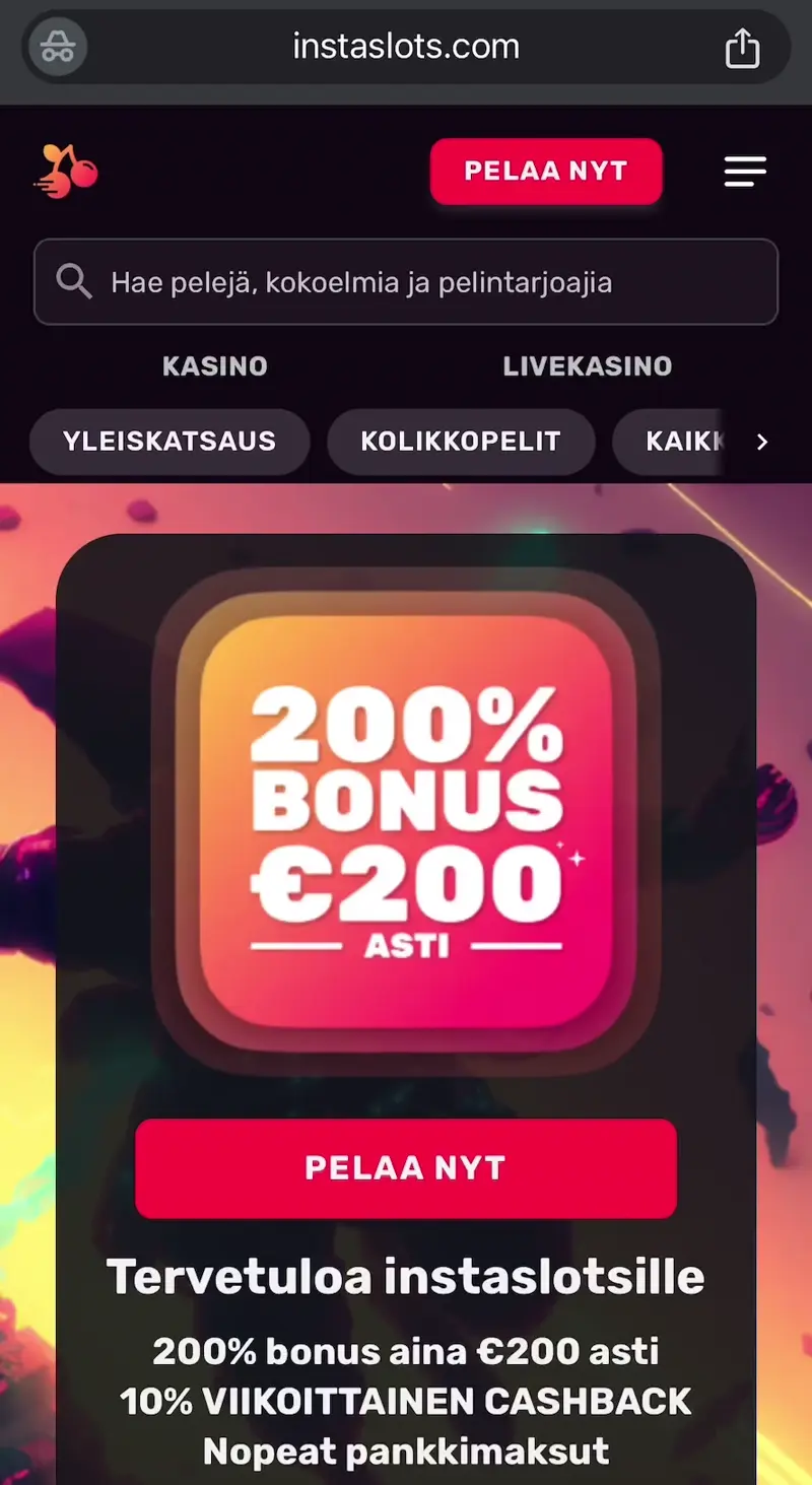 instaslots casino verkkosivu