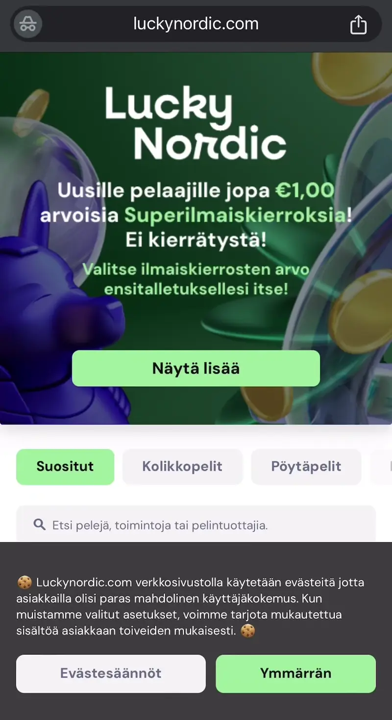 lucky nordic casino verkkosivu