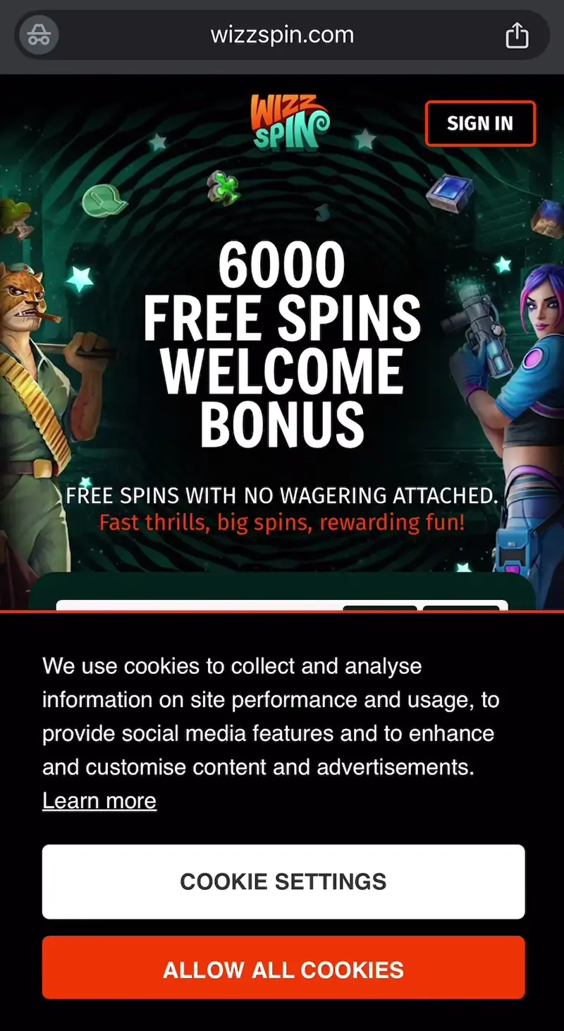 wizzspin casino verkkosivu