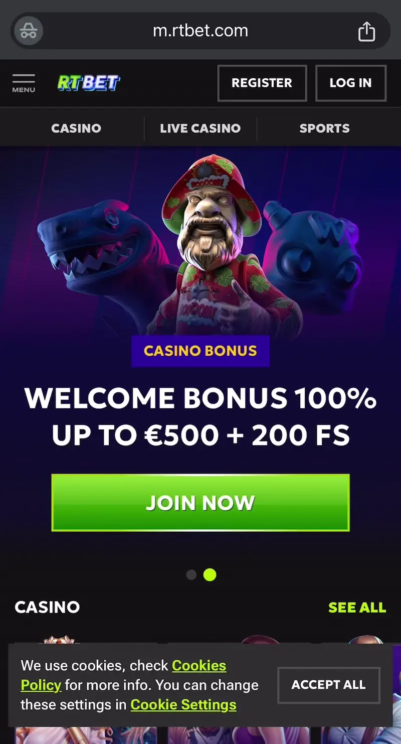 rtbet casino verkkosivu