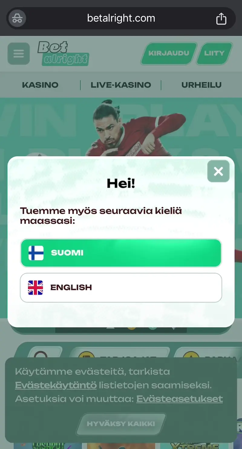 betalright casino verkkosivu