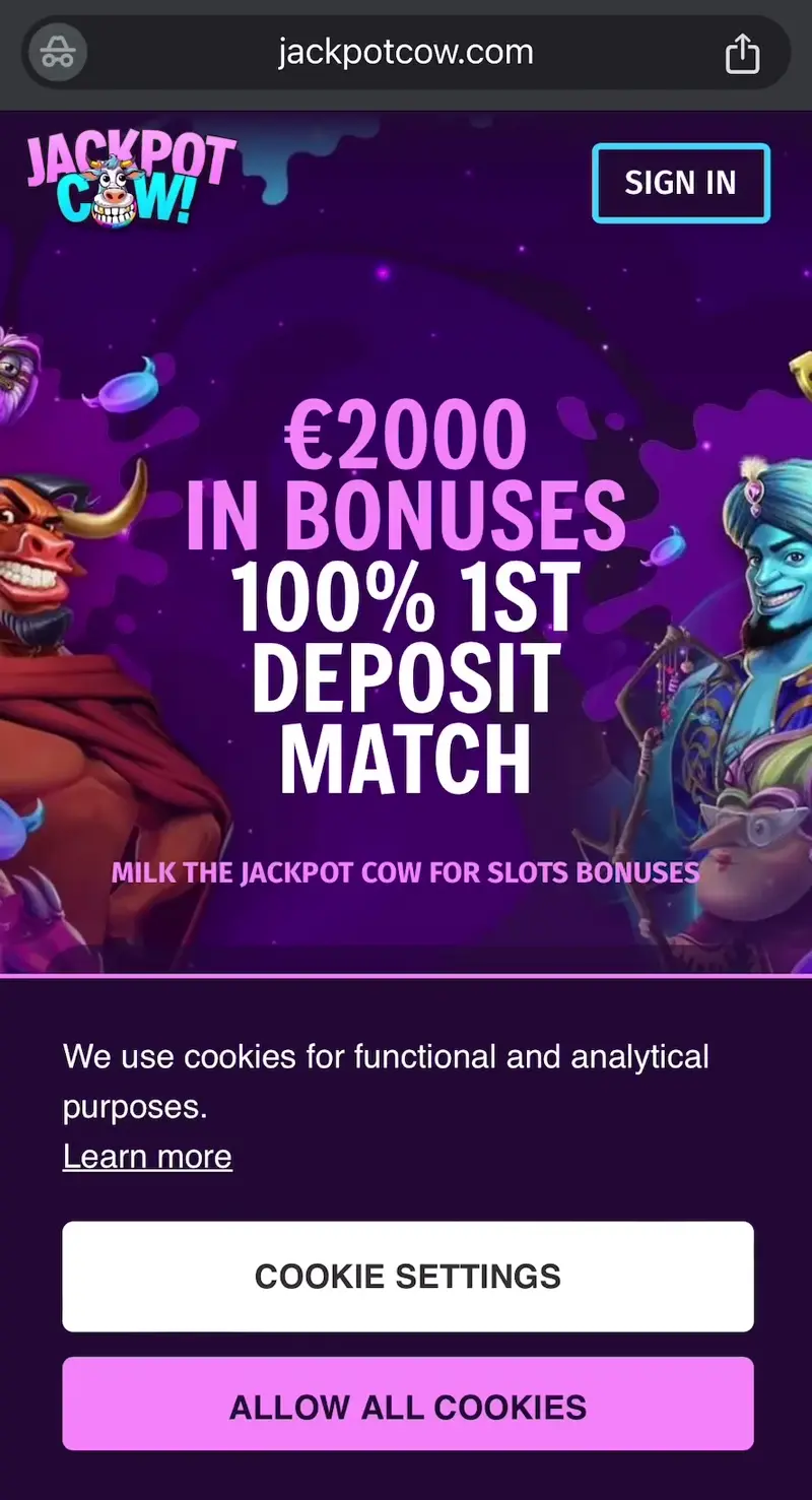 jackpot cow casino verkkosivu