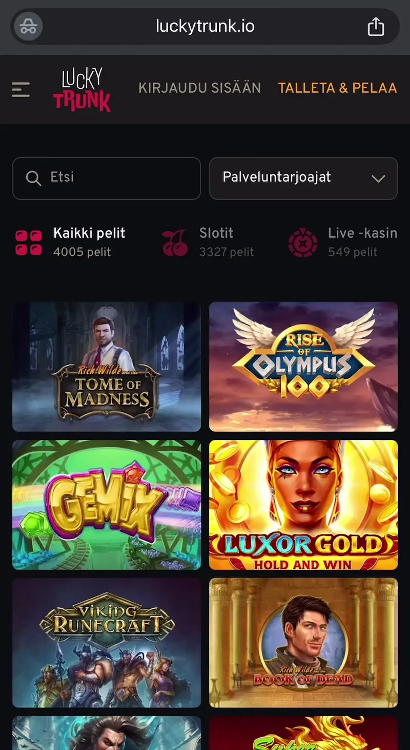 luckytrunk casino verkkosivu