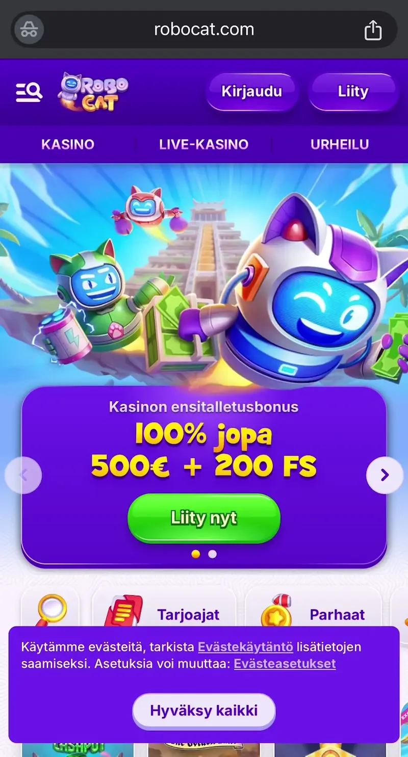 robocat casino verkkosivu