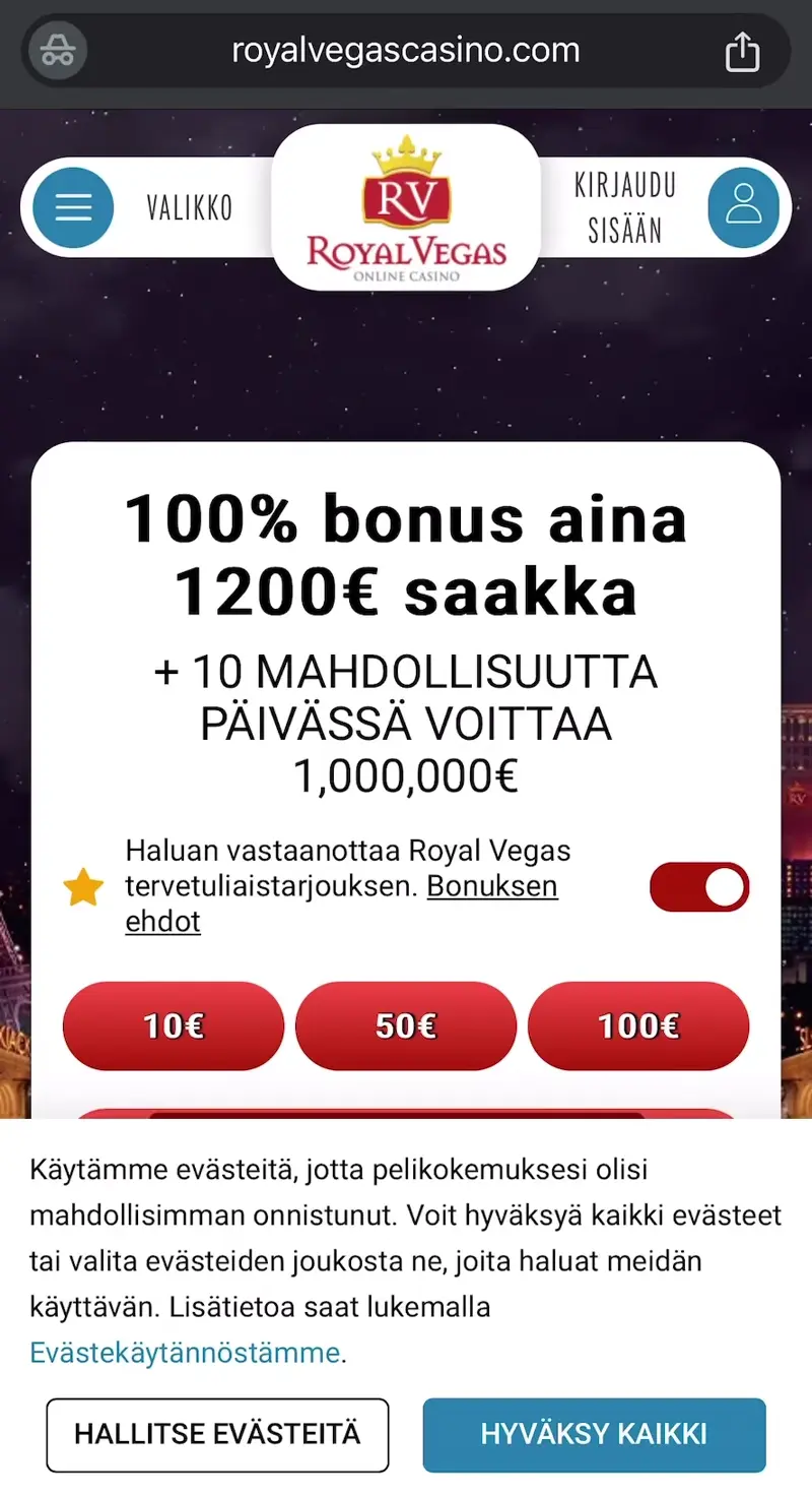 royal vegas verkkosivu