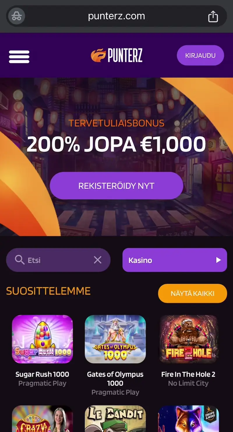 punterz casino verkkosivu