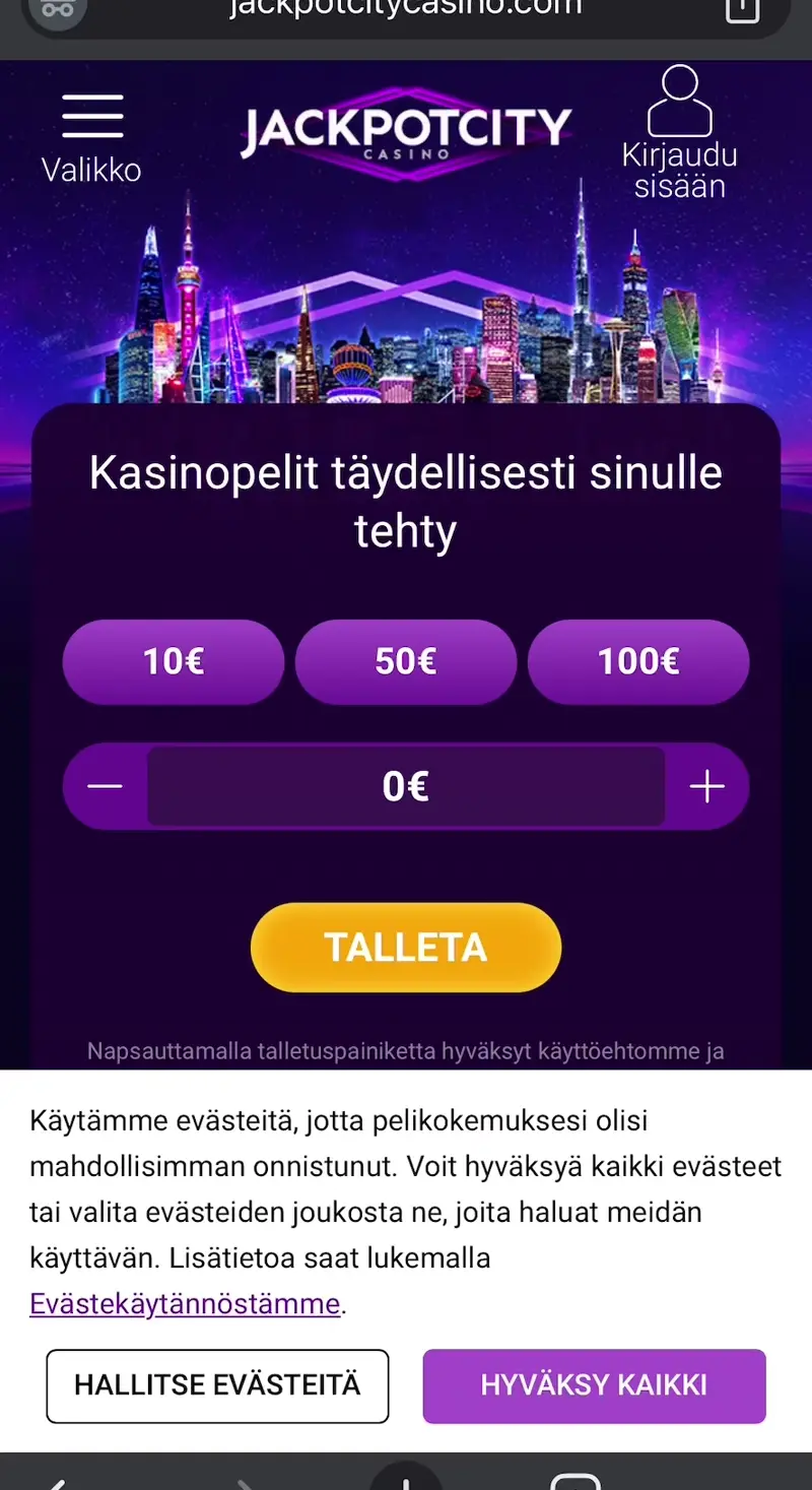 jackpotcity casino verkkosivu