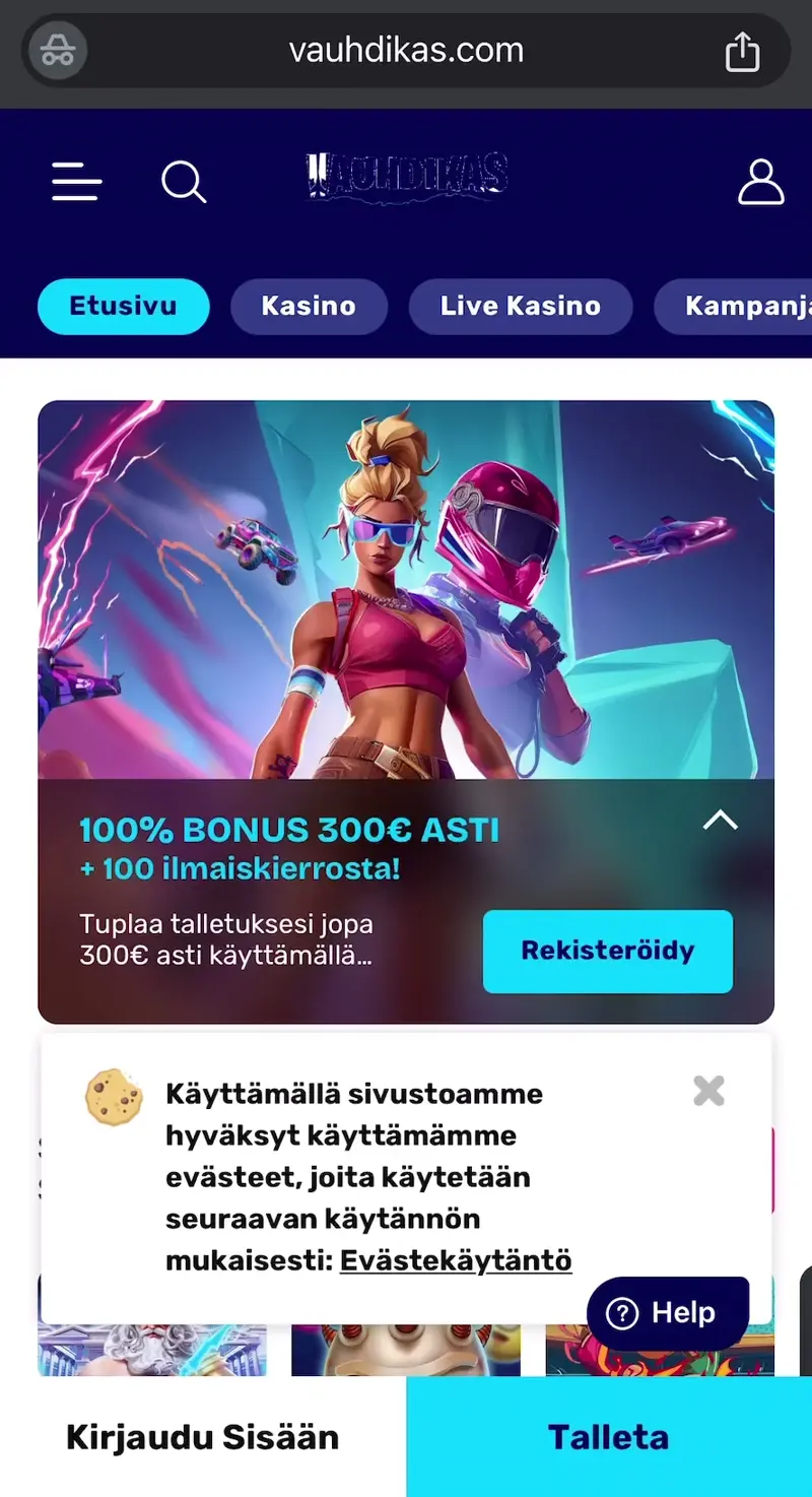 vauhdikas casino verkkosivu