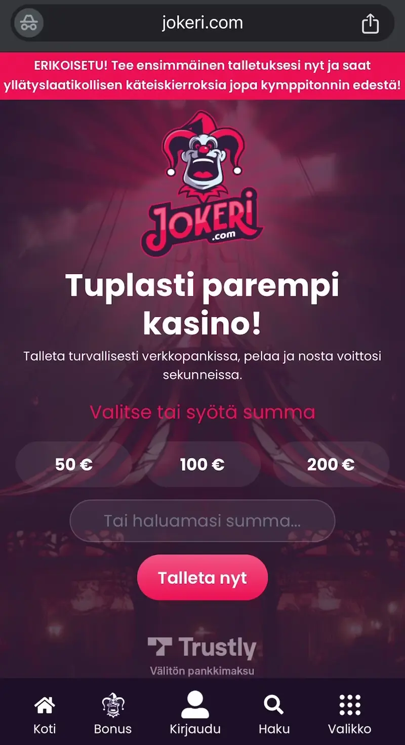 jokeri casino verkkosivu