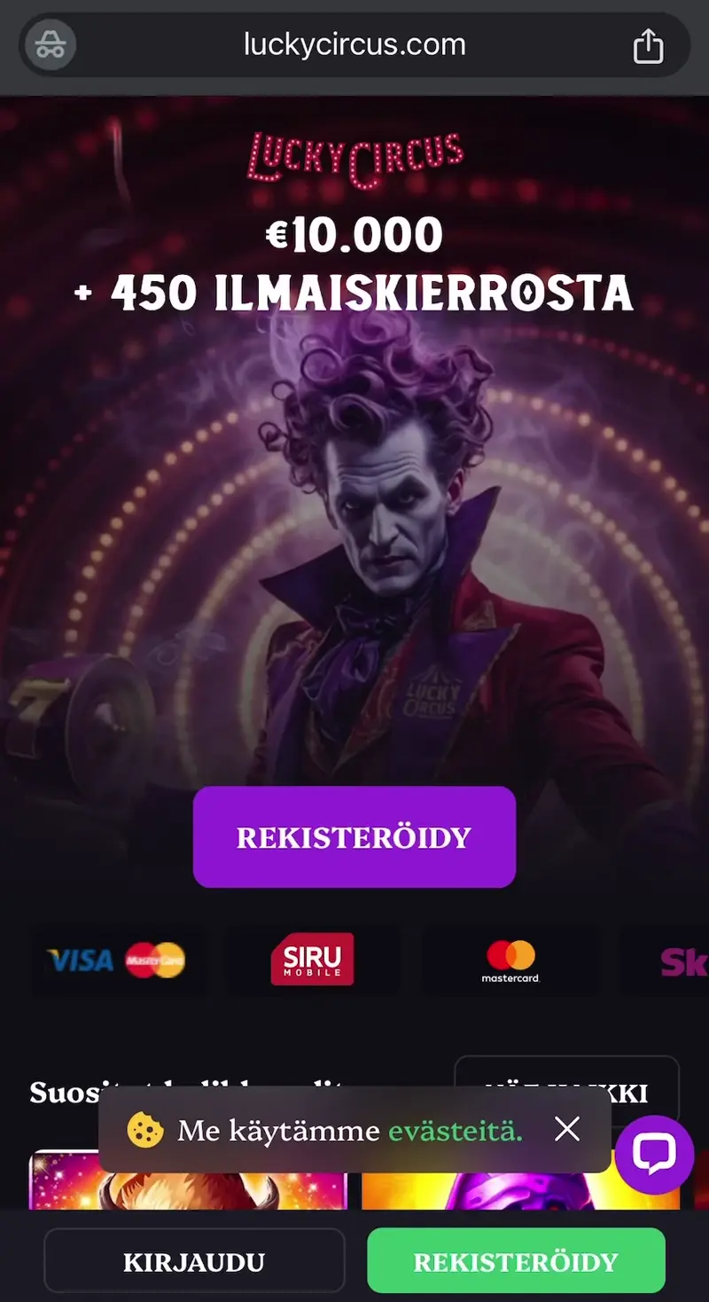 lucky circus casino verkkosivu